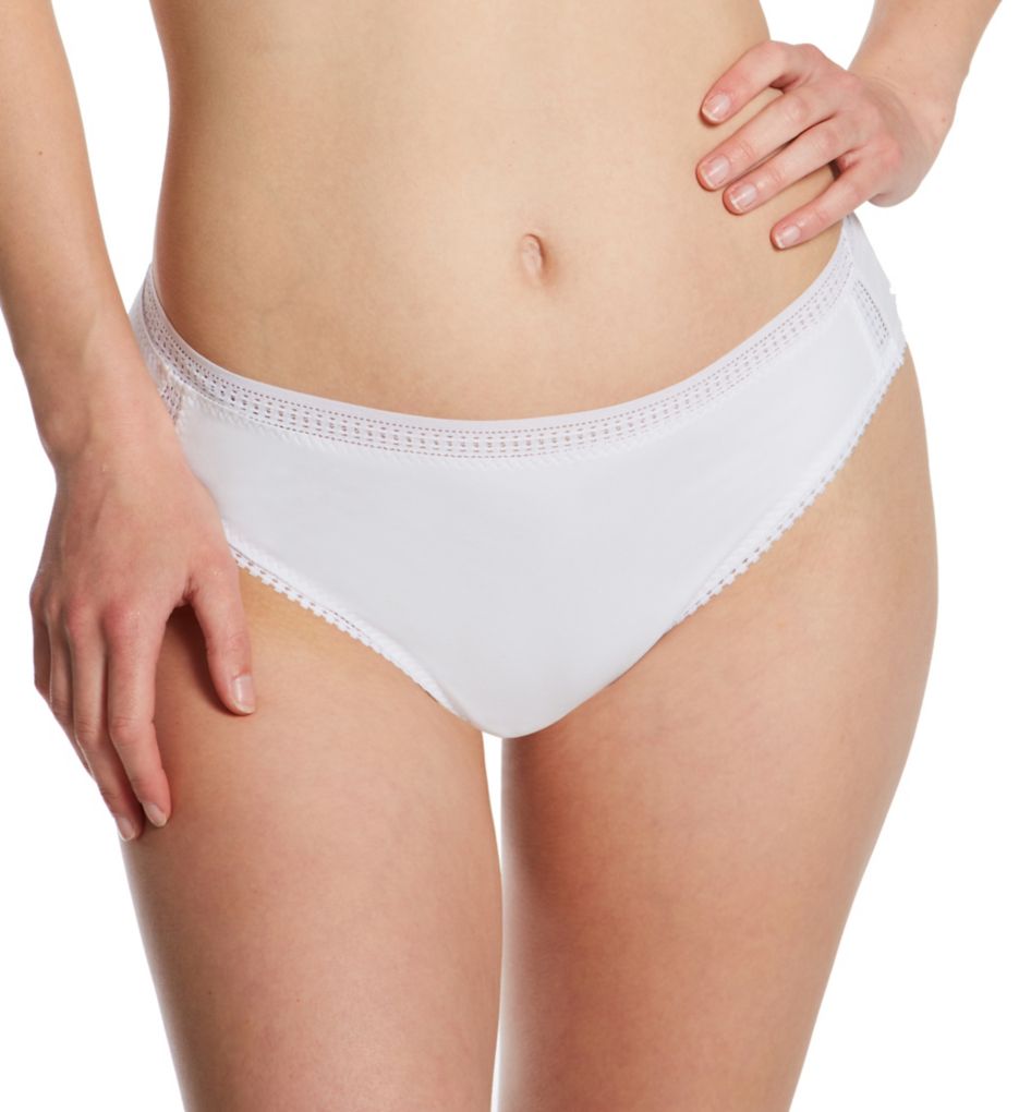 OnGossamer Women's Cabana Cotton Hi-Cut Panty in White | Size Large | HerRoom.com