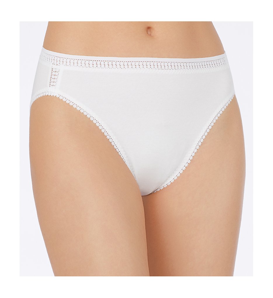 OnGossamer - OnGossamer 024304 Cabana Cotton Hi-Cut Panty (White XL)