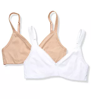 Cabana Cotton Bralette - 2 Pack Champagne/White S