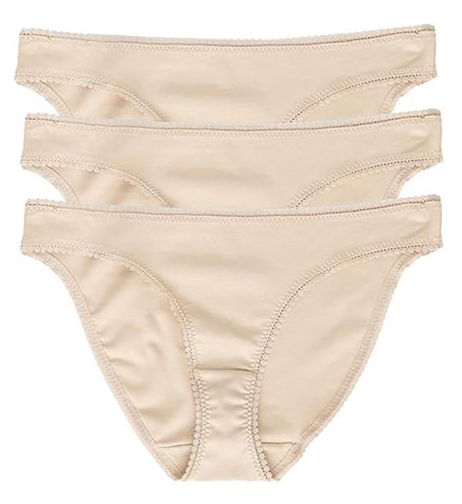 OnGossamer Women's Cabana Cotton Hip Bikini Panty - 3 Pack in Beige | Size Small | HerRoom.com