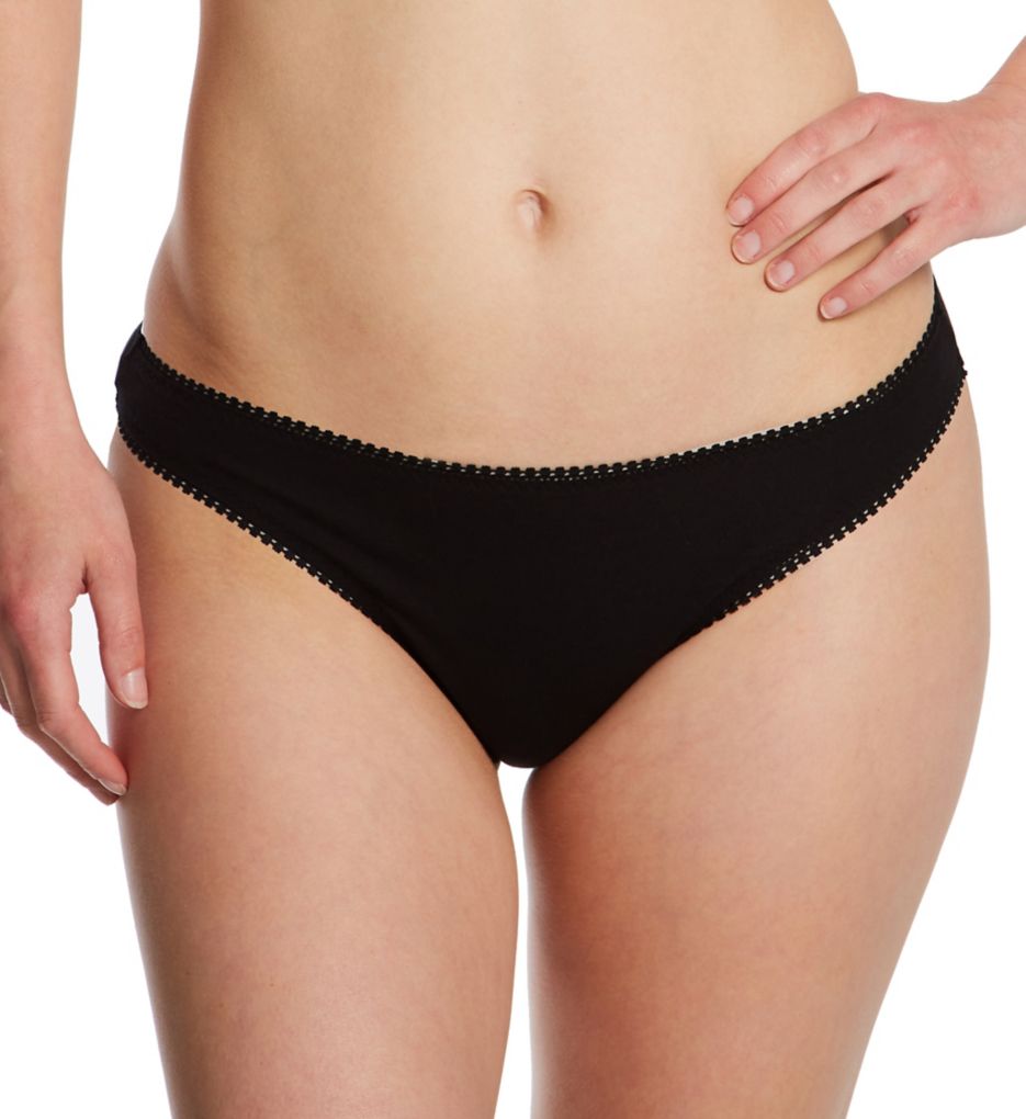 Cabana Cotton Seamless Thong Underwear - Black – On Gossamer