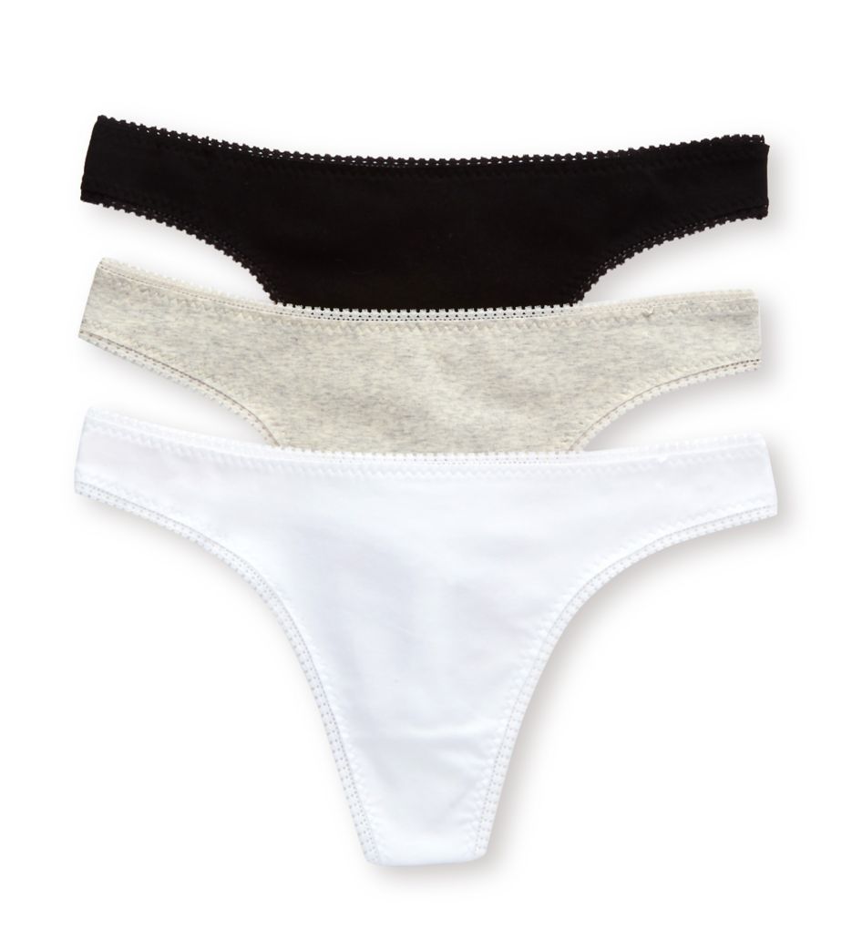 OnGossamer Women's Cabana Cotton Hip G Thong Panty - 3 Pack in White/Grey/Black | Size Large/XL | HerRoom.com