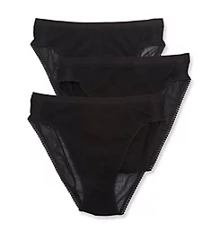 Mesh Hi Cut Brief Panties - 3 Pack Black S