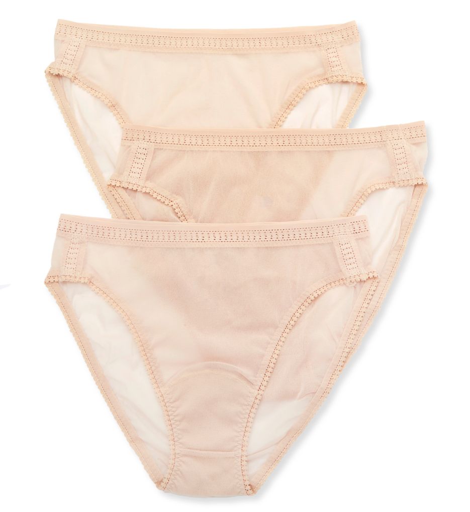 OnGossamer (2317186) -- OnGossamer 3012P3 Mesh Hi Cut Brief Panties - 3 Pack (Champagne XL)