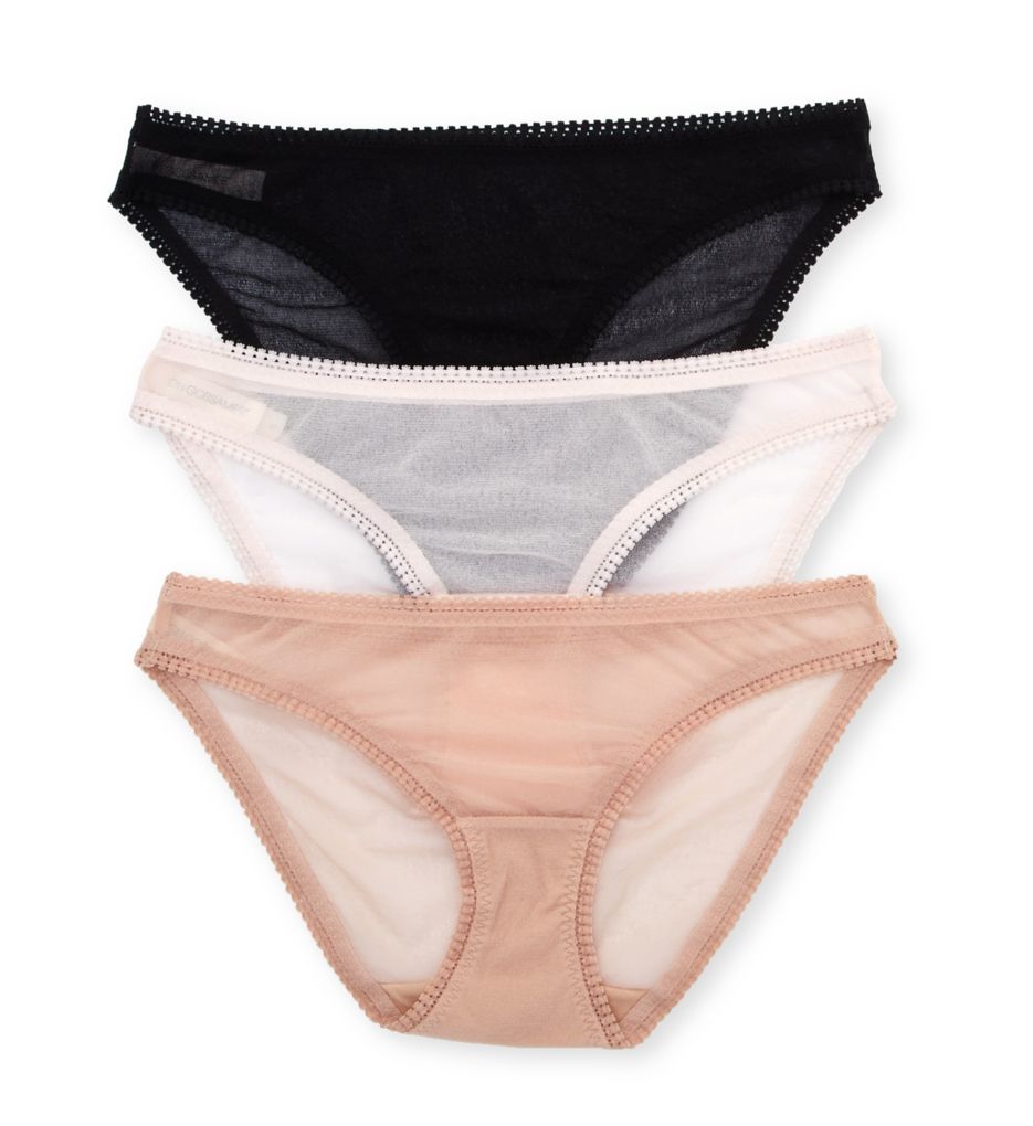 OnGossamer (2584566): OnGossamer 3202P3 Gossamer Mesh Hip Bikini Panty - 3 Pack (BlackChampagneMocha S)