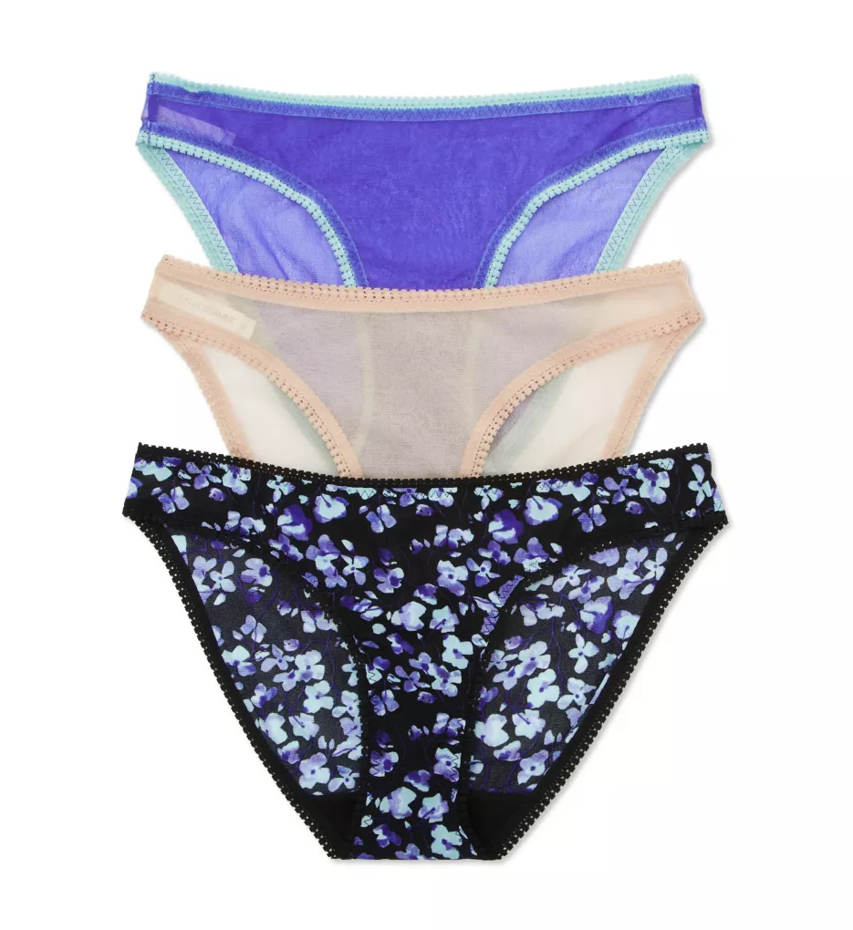 Gossamer Mesh Hip Bikini Panty - 3 Pack Champagne/Blue/Blossom S