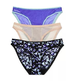 Gossamer Mesh Hip Bikini Panty - 3 Pack Champagne/Blue/Blossom M