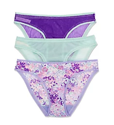 Gossamer Mesh Hip Bikini Panty - 3 Pack Sage/Purple/Garden L