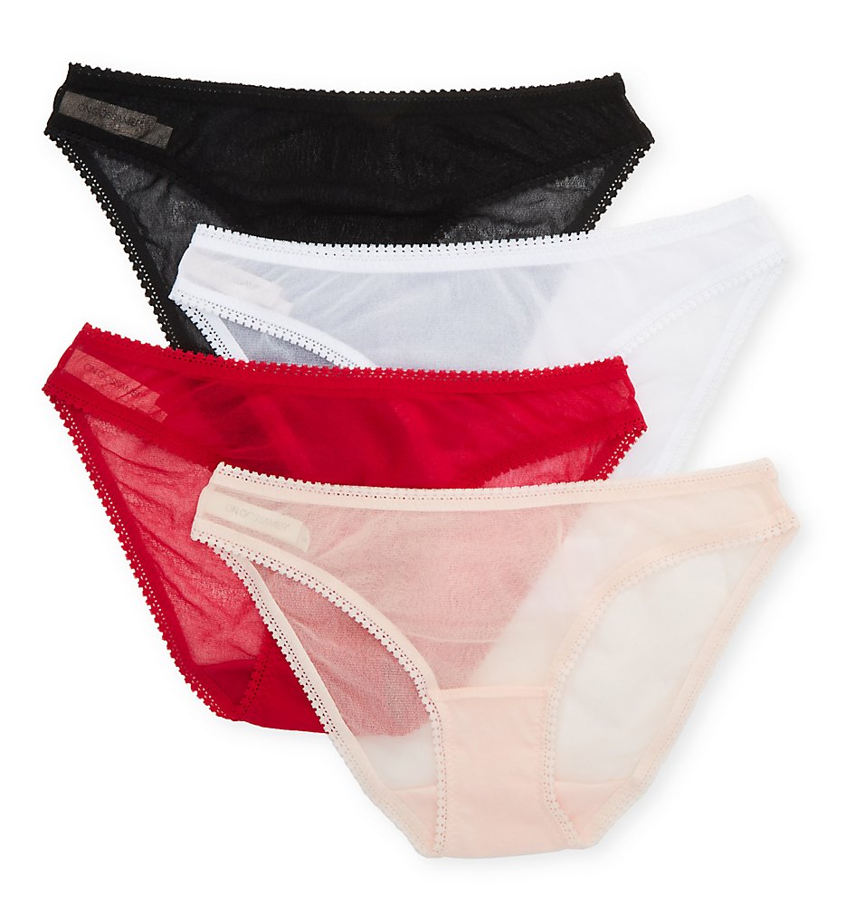 OnGossamer - OnGossamer 3202P4 Gossamer Mesh Hip Bikini Panty - 4 Pack (Red/White/Pink/Black S)