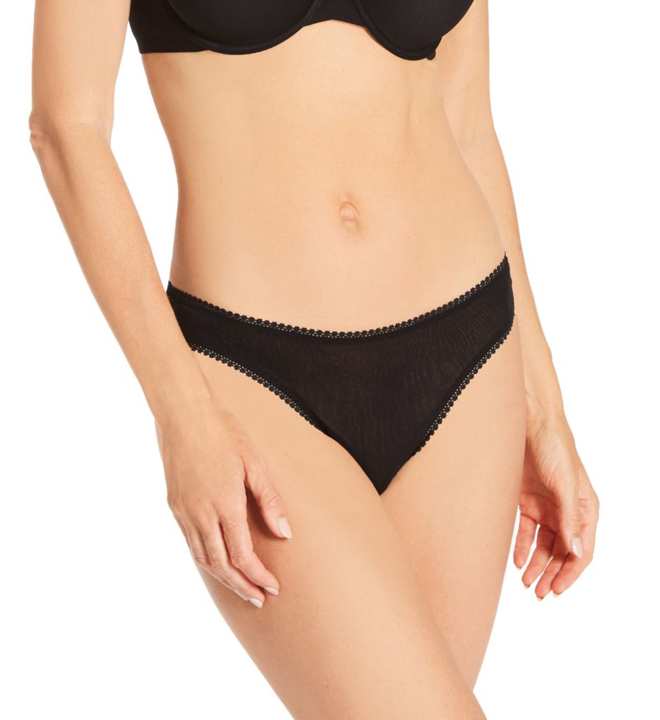OnGossamer Women's Gossamer Mesh Hip-G Thong Panty in Black | Size Medium/Large | HerRoom.com