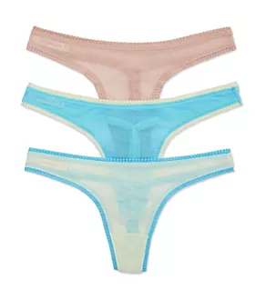 Gossamer Mesh Hip-G Thong - 3 Pack Black/Champagne/Mauve L/XL
