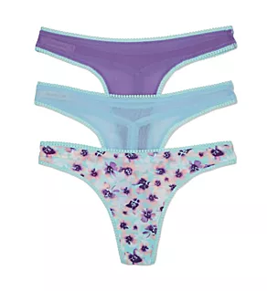 Gossamer Mesh Hip-G Thong - 3 Pack Watermelon/Sunset Rose L/XL