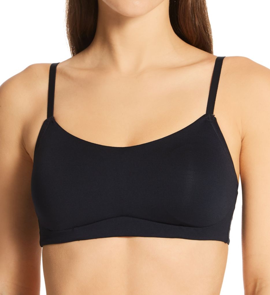 Women's Wirefree Padded Microfiber Nylon Elastane Full Coverage Lounge Bra  with 360 Degree Stretch and Removable Pads - Black