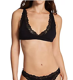 Organic Cotton High Point Bra with Lace Black S
