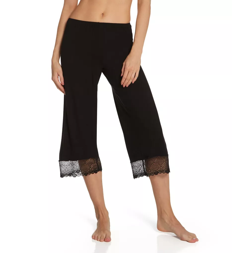 Venice Cropped Pants with Lace Hem Black S