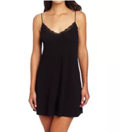 Organic Cotton Lace Trim Chemise Black S