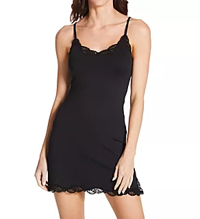 Delicious Lace Trim Chemise Slip Black S