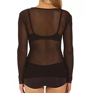 Tulle Long Sleeve Crew Neck Tee