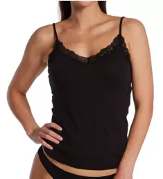 Organic Cotton Camisole with Lace Black S