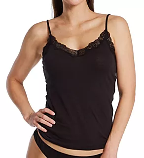 Organic Cotton Camisole with Lace Black S