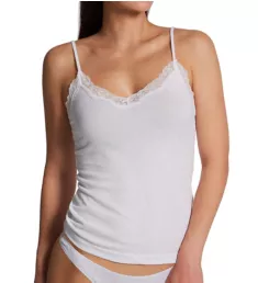 Organic Cotton Camisole with Lace White S