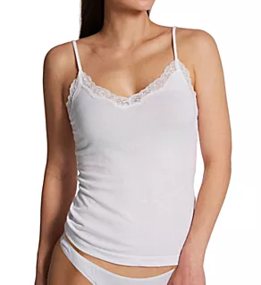 Organic Cotton Camisole with Lace White S