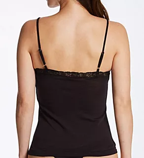 Organic Cotton Camisole with Lace Black S