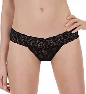 Stretch Lace Intimates Must Have Low Rise Thong Black P/S