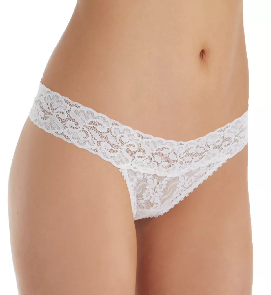 Stretch Lace Intimates Must Have Low Rise Thong White P/S