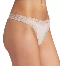 Organic Cotton Lace Trim Thong Bone P/S