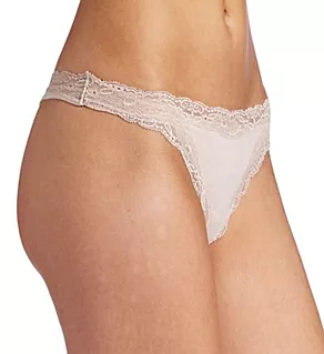 Organic Cotton Lace Trim Thong Bone P/S