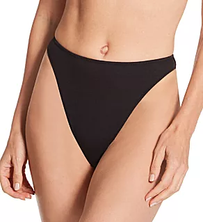 Organic Cotton High Cut Thong Black S