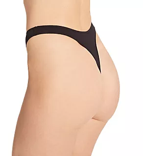 Organic Cotton High Cut Thong Black S