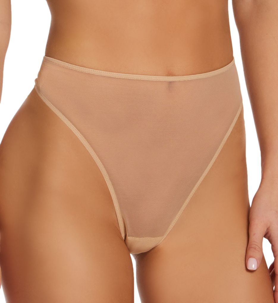 Only Hearts Women's Whisper Hi Cut Thong Panty in Beige | Size Small | HerRoom.com