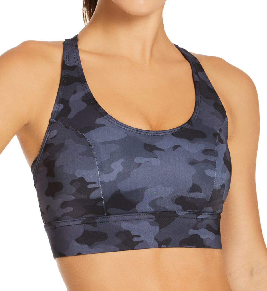 Black Gray Cheetah Animal Print Sports Bra Scoop Neck Nylon