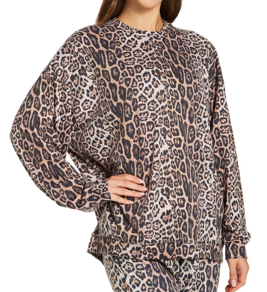 Boyfriend Leopard Print Sweatshirt Leopard O/S by Onzie