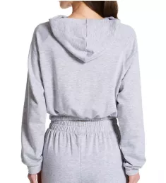 Cinch Drawstring Crop Fleece Hoodie Heather Gray M/L