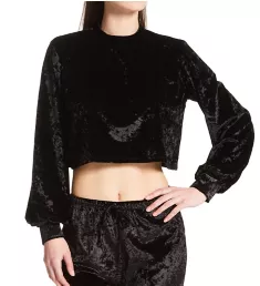 Long Sleeve Velvet Crop Top