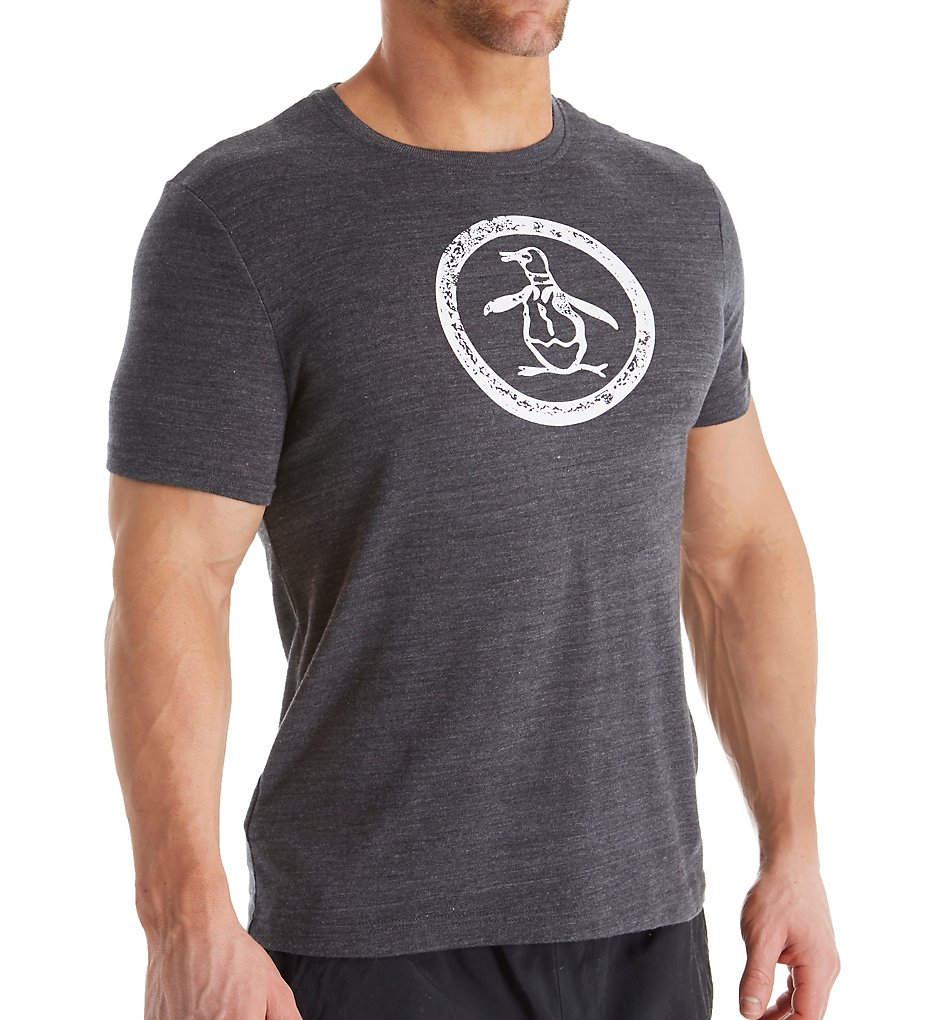 Original Penguin OPKB411 Triblend Circle Penguin Logo T-Shirt (True Black)