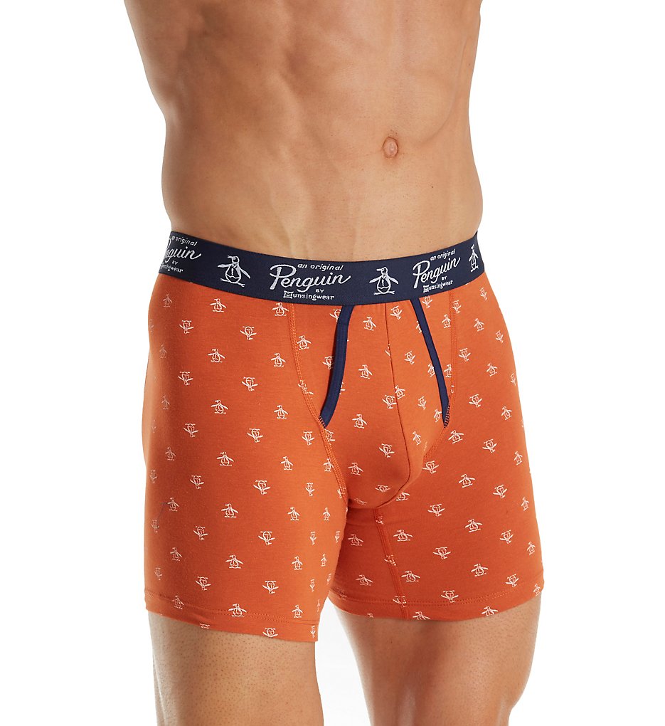 Original Penguin RPM3153 All Over Pete Print Knit Boxer Briefs (Mecca Orange)