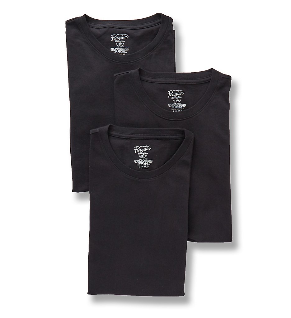 Original Penguin RPM8702 Slim Fit 100% Cotton Crew Shirt - 3 Pack (Black)