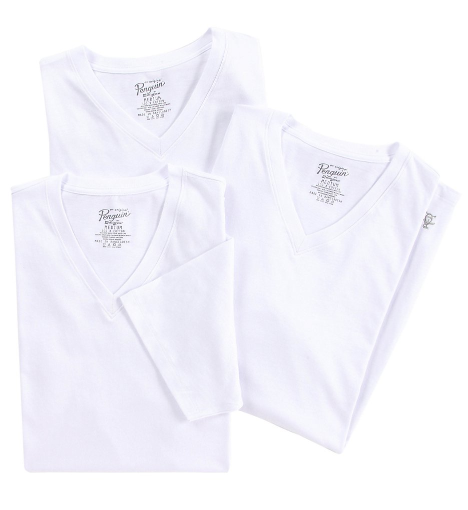 Original Penguin RPM8801 100% Cotton V-Neck Tee - 3 Pack (White)