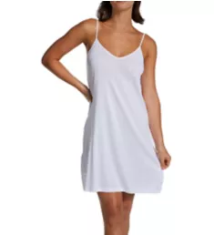 Pima Cotton Silky Ribs Chemise with Lace White S