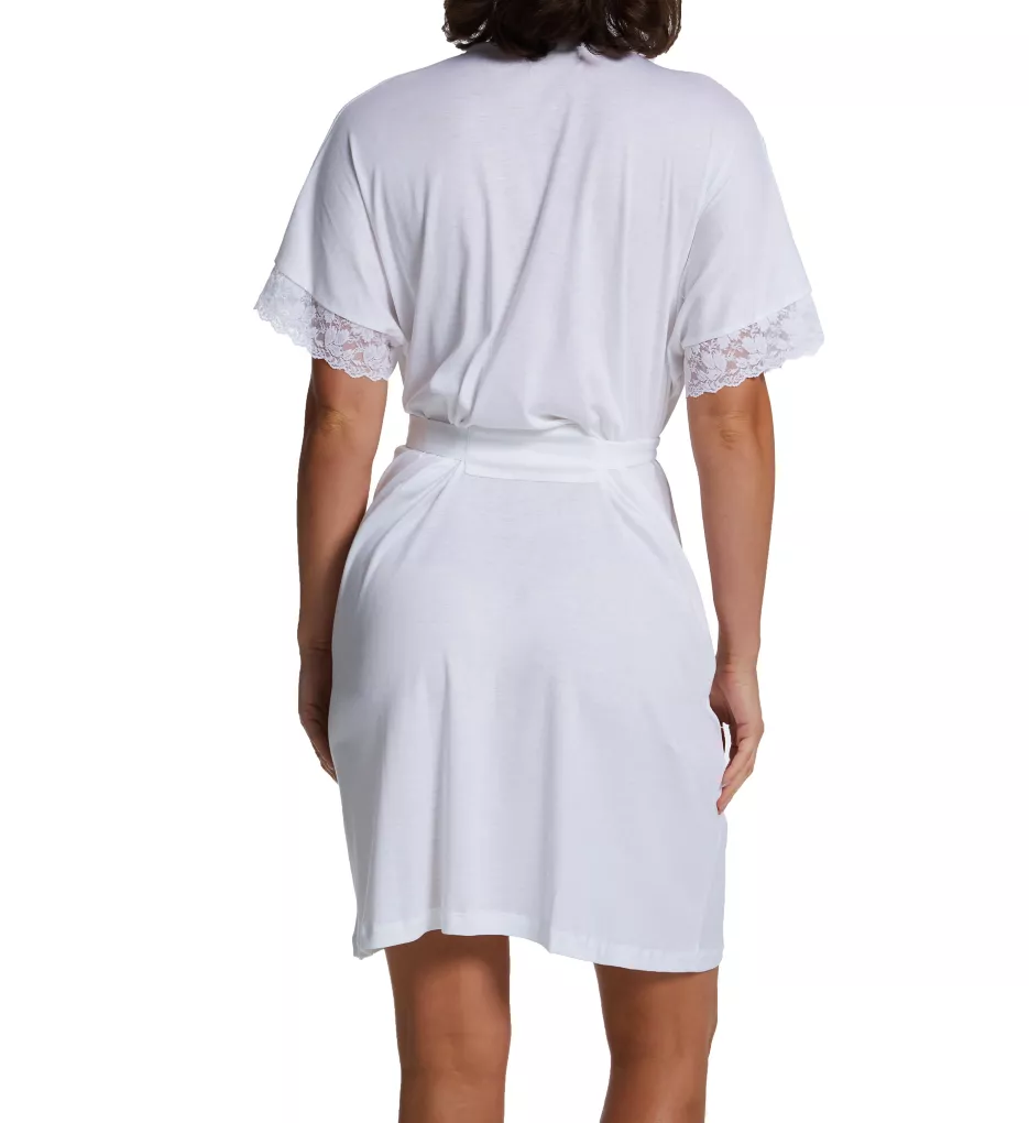 P-Jamas Pima Cotton Silky Ribs Short Wrap Robe with Lace 347709 - Image 2