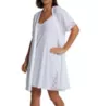 P-Jamas Pima Cotton Silky Ribs Short Wrap Robe with Lace 347709 - Image 3