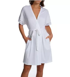 Pima Cotton Silky Ribs Short Wrap Robe with Lace