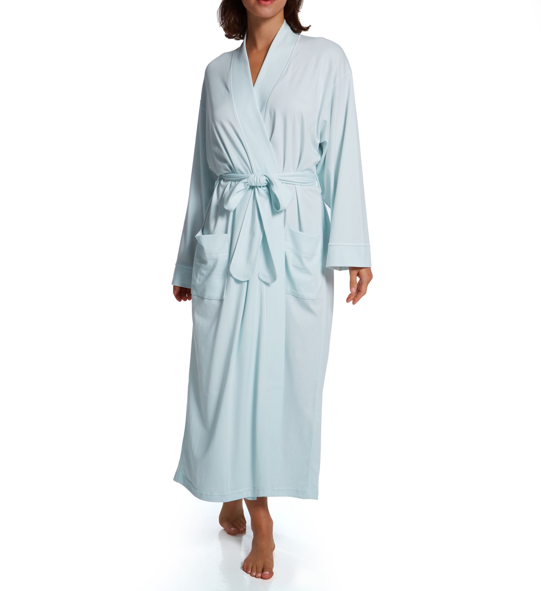P-Jamas Butterknits Long Wrap Robe Blue M  - Image 1