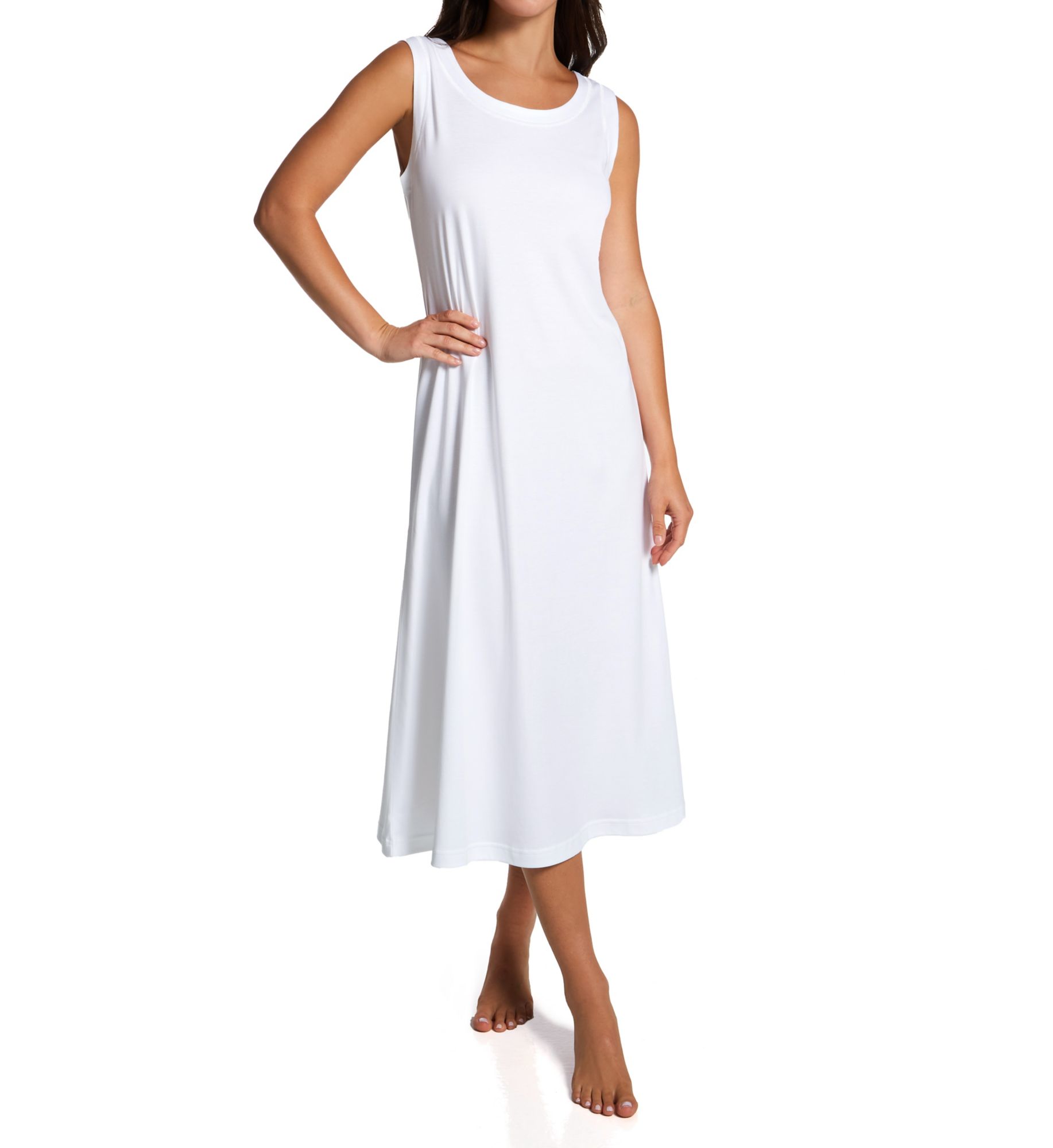 P-Jamas Ankle Length Sleeveless Butterknits Nightgown White XS  - Image 1
