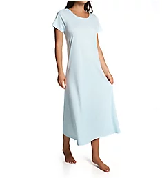 Butterknits Long Nightgown With Short Sleeves Blue XS