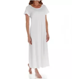 Butterknits Long Nightgown With Short Sleeves White XS